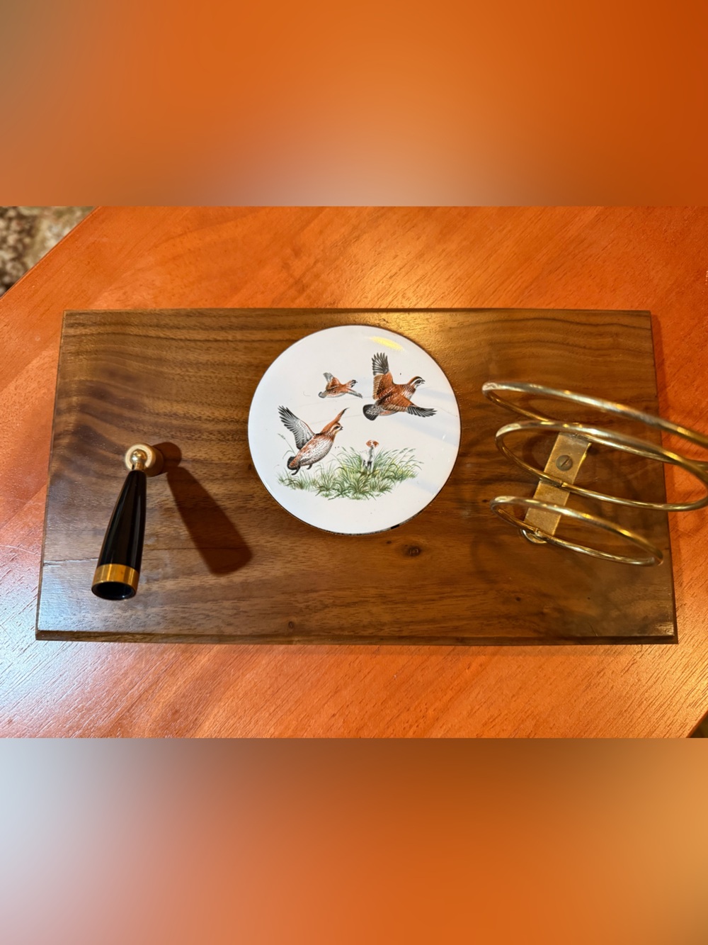 Vintage (circa 1970s) Wooden desk accessory with pen holder